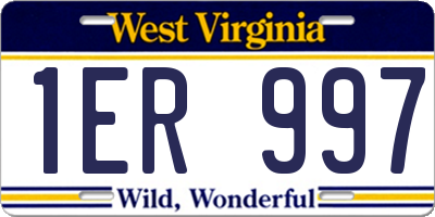 WV license plate 1ER997