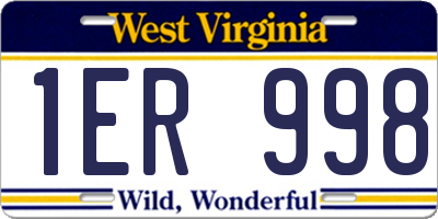 WV license plate 1ER998