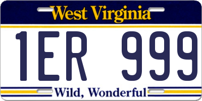 WV license plate 1ER999