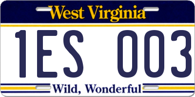 WV license plate 1ES003