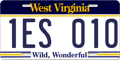 WV license plate 1ES010
