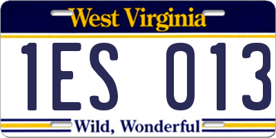 WV license plate 1ES013