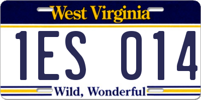WV license plate 1ES014