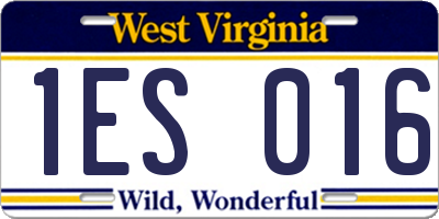 WV license plate 1ES016