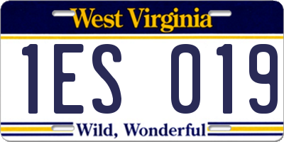 WV license plate 1ES019