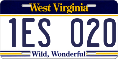 WV license plate 1ES020