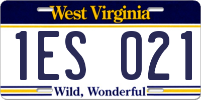 WV license plate 1ES021