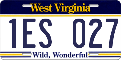 WV license plate 1ES027