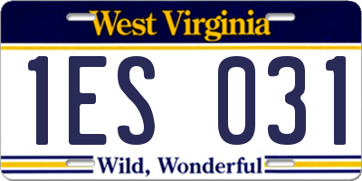 WV license plate 1ES031