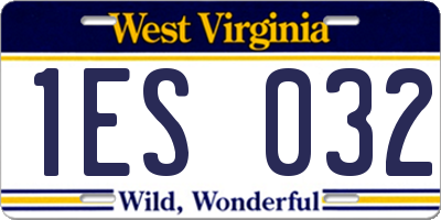 WV license plate 1ES032