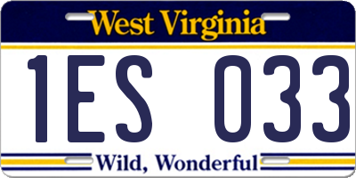 WV license plate 1ES033