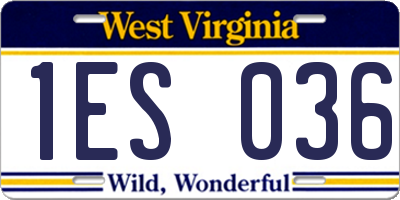 WV license plate 1ES036