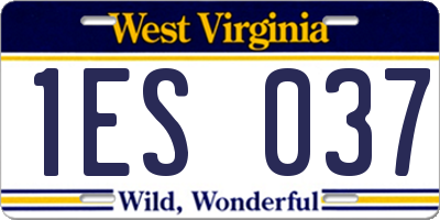 WV license plate 1ES037
