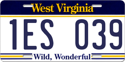 WV license plate 1ES039