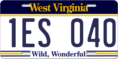 WV license plate 1ES040