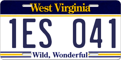 WV license plate 1ES041