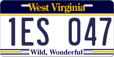 WV license plate 1ES047