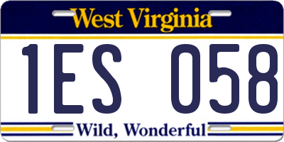 WV license plate 1ES058