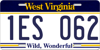 WV license plate 1ES062