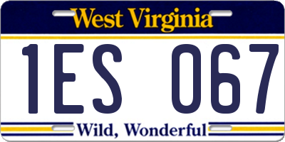 WV license plate 1ES067