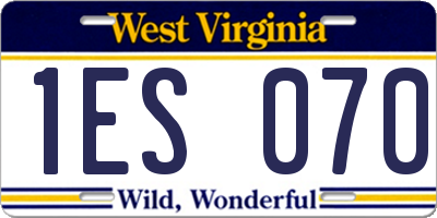 WV license plate 1ES070
