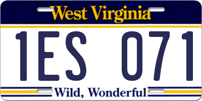 WV license plate 1ES071