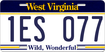 WV license plate 1ES077