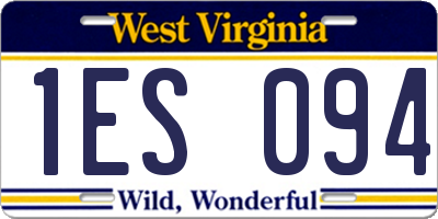 WV license plate 1ES094