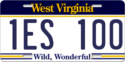WV license plate 1ES100