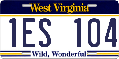 WV license plate 1ES104