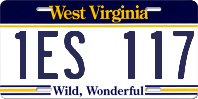 WV license plate 1ES117