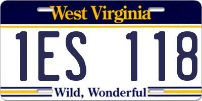 WV license plate 1ES118