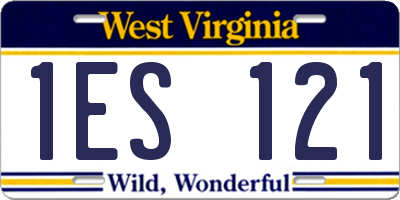 WV license plate 1ES121
