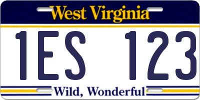 WV license plate 1ES123