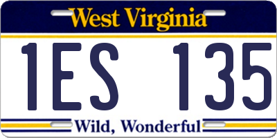 WV license plate 1ES135