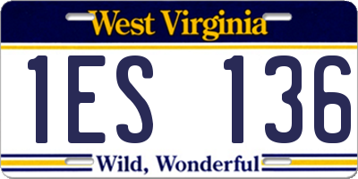WV license plate 1ES136