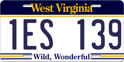 WV license plate 1ES139