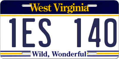 WV license plate 1ES140