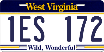 WV license plate 1ES172
