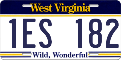 WV license plate 1ES182