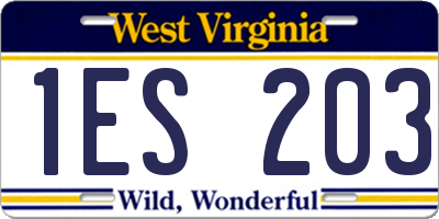 WV license plate 1ES203