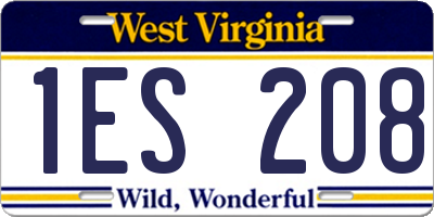 WV license plate 1ES208