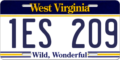 WV license plate 1ES209