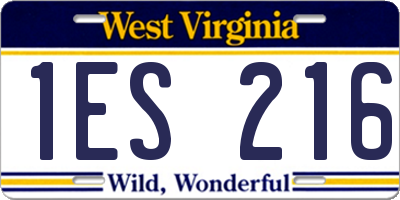 WV license plate 1ES216