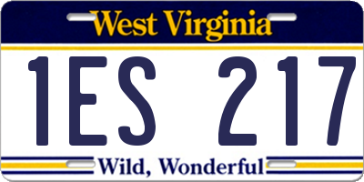 WV license plate 1ES217