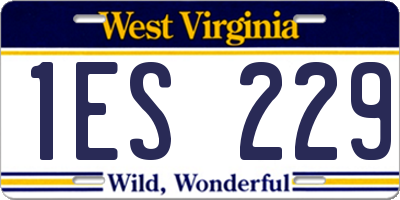 WV license plate 1ES229