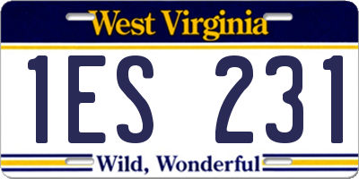 WV license plate 1ES231