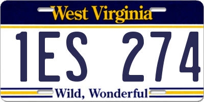 WV license plate 1ES274