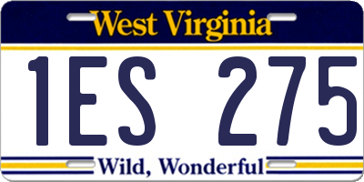 WV license plate 1ES275