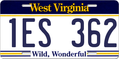 WV license plate 1ES362